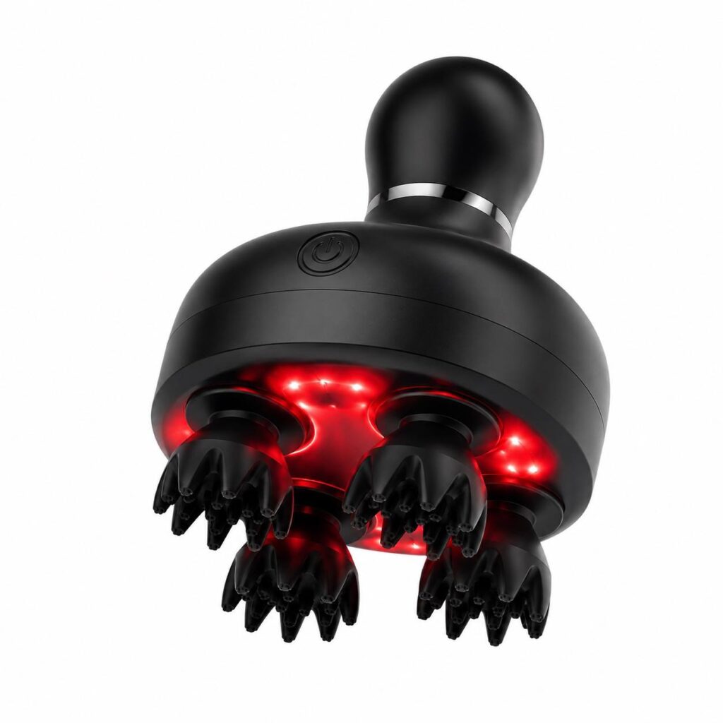 Electric scalp massager with red light therapy